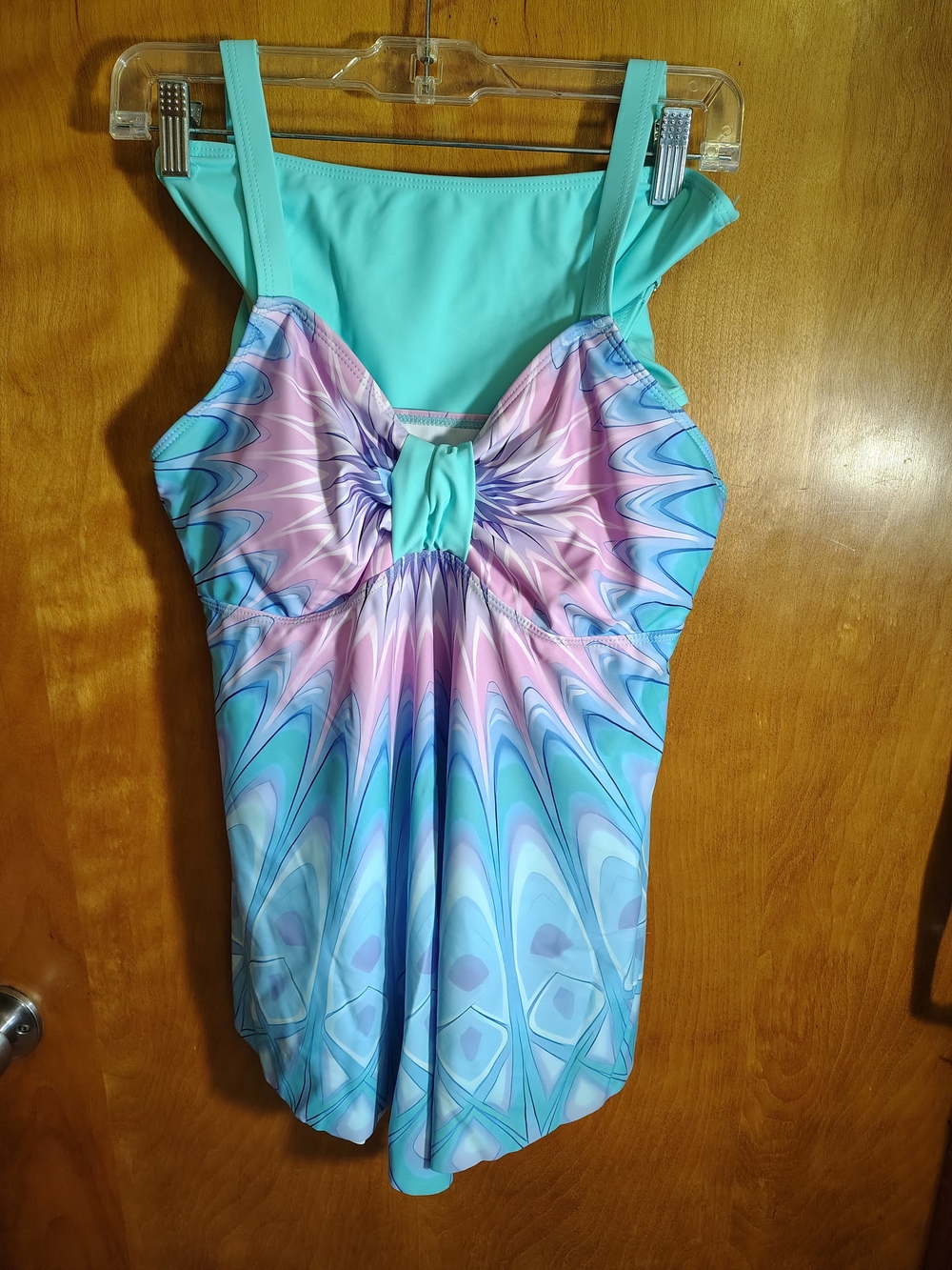 Aqua & Pastel Purple Swirl One-Piece Swimdress